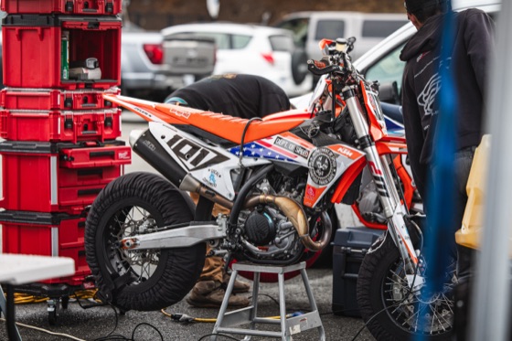 The #101 Spiva Racing KTM 450 SMR in the paddock at Vancouver Island Motorsport Circuit (photo 22 of 61)