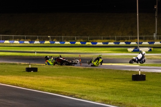 Two bikes down on the track at Tri-City Kart Club, frame 1 of 4 of the incident that ended Jonathan Spiva's night (photo 19 of 22)