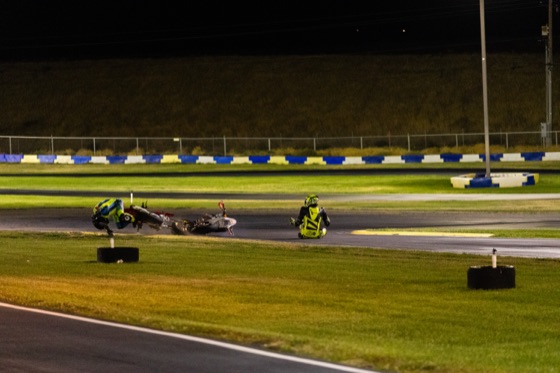 Two bikes down on the track at Tri-City Kart Club, frame 2 of 4 of the incident that ended Jonathan Spiva's night (photo 20 of 22)