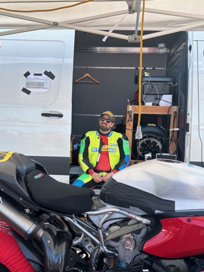 Jonathan Spiva in the paddock behind the #916 Ducati at Round 2