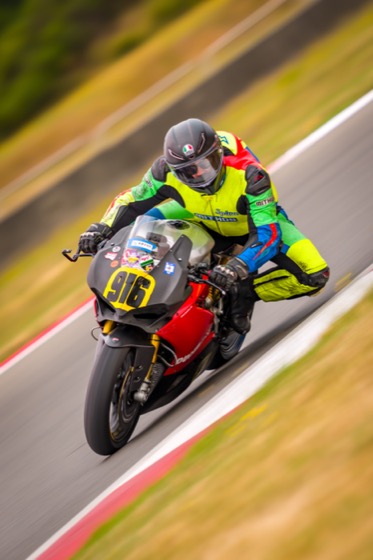 Jonathan Spiva (#916) hard on the gas on the Ducati Panigale R at The Ridge