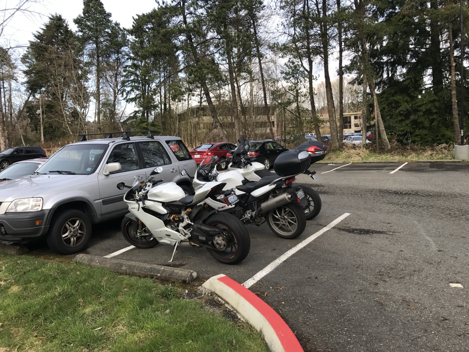 Motorcycles parked at the office in Bellevue, WA