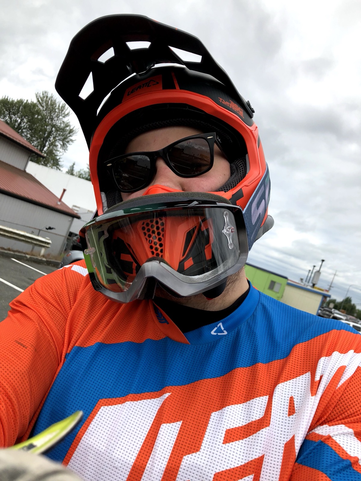 Jonathan on a loaded 2016 Husqvarna 701 Enduro in orange dual-sport gear