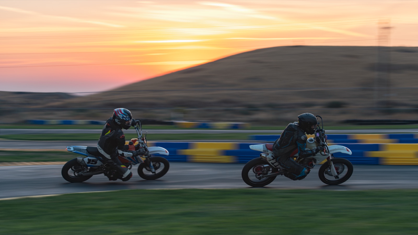 Hannah Johnson on the #711 and the #15 at sunrise with the hills behind (photo 84 of 117)