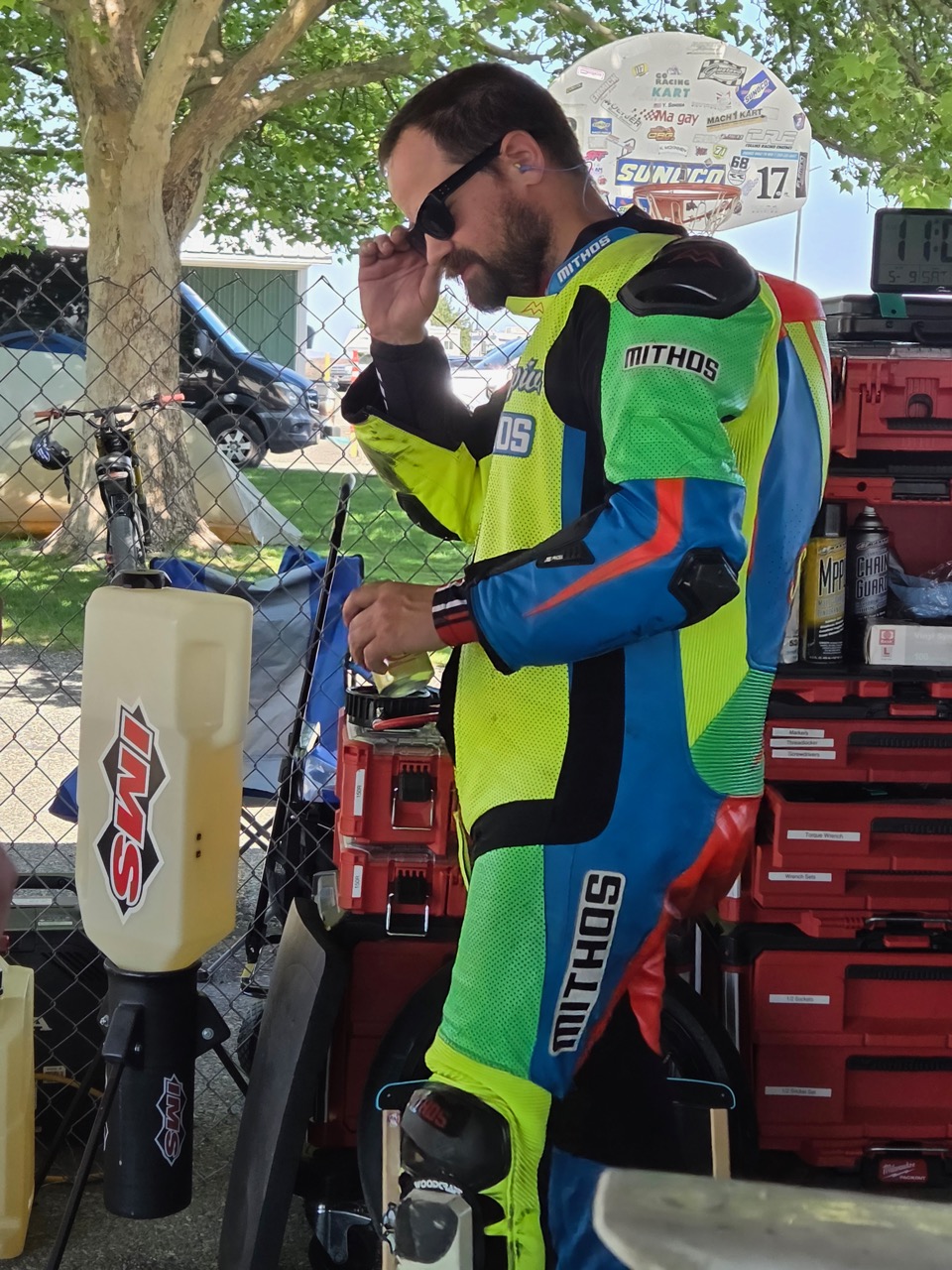 Jonathan Spiva suiting up in the TCKC paddock